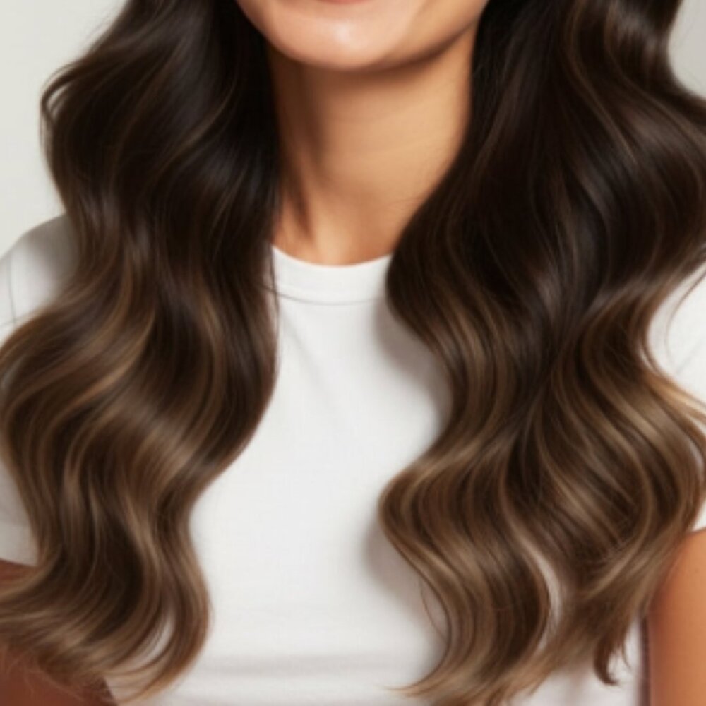 Irresistible Me Halo One Step Hair Extensions in Mocha Balayage 14 Inch BN